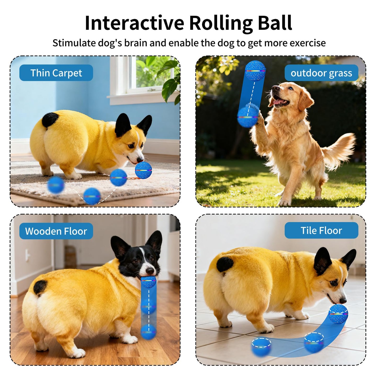 Interactive Smart Bouncing Dog Ball With Colorful Lights