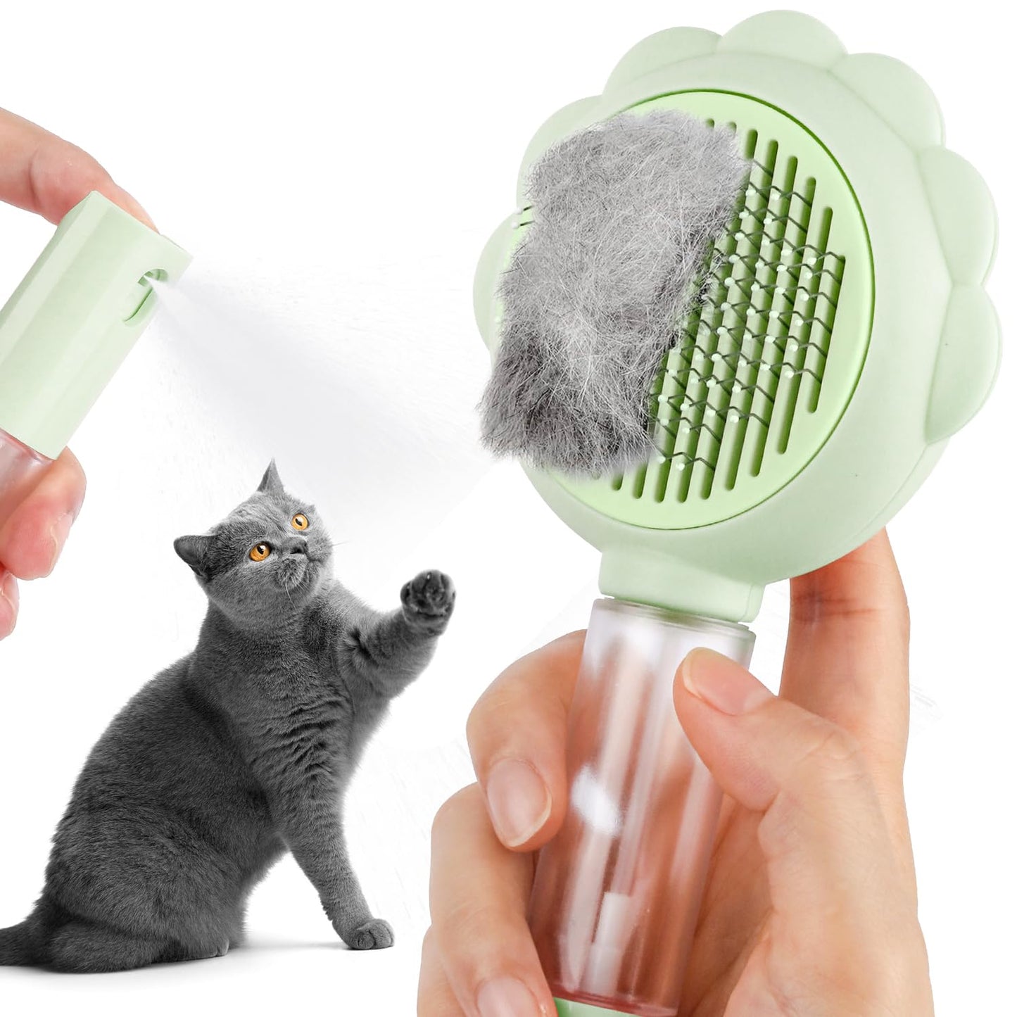 Self-Cleaning Spray Slicker Pet Grooming Brush With Release Button