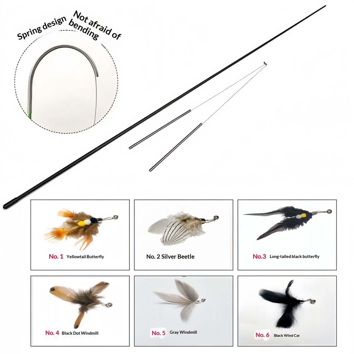 Cat Toy Feather Bell Replacement Head Attachment