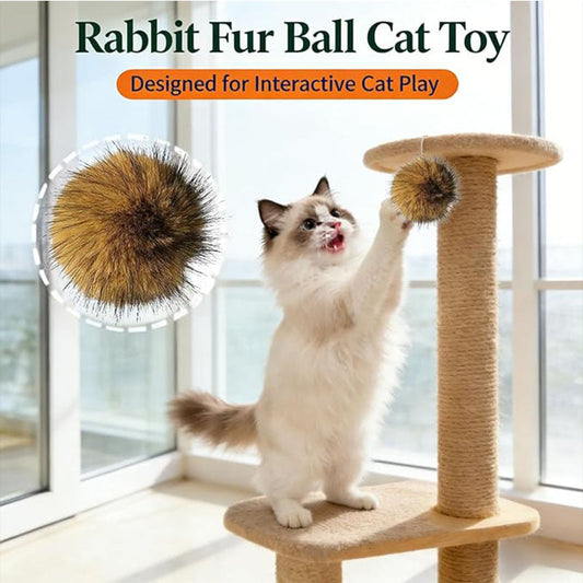 Rabbit Fur Ball Cat Enrichment Interactive Toy