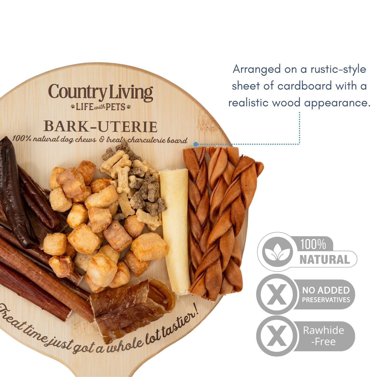 Country Living Bark-Uterie Board – Charcuterie-Inspired Natural Dog Treats Variety | Single-Ingredient, High-Protein, Grain-Free | All Breeds & Sizes