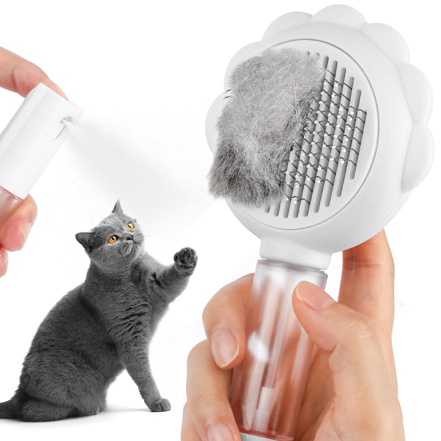 Self-Cleaning Spray Slicker Pet Grooming Brush With Release Button
