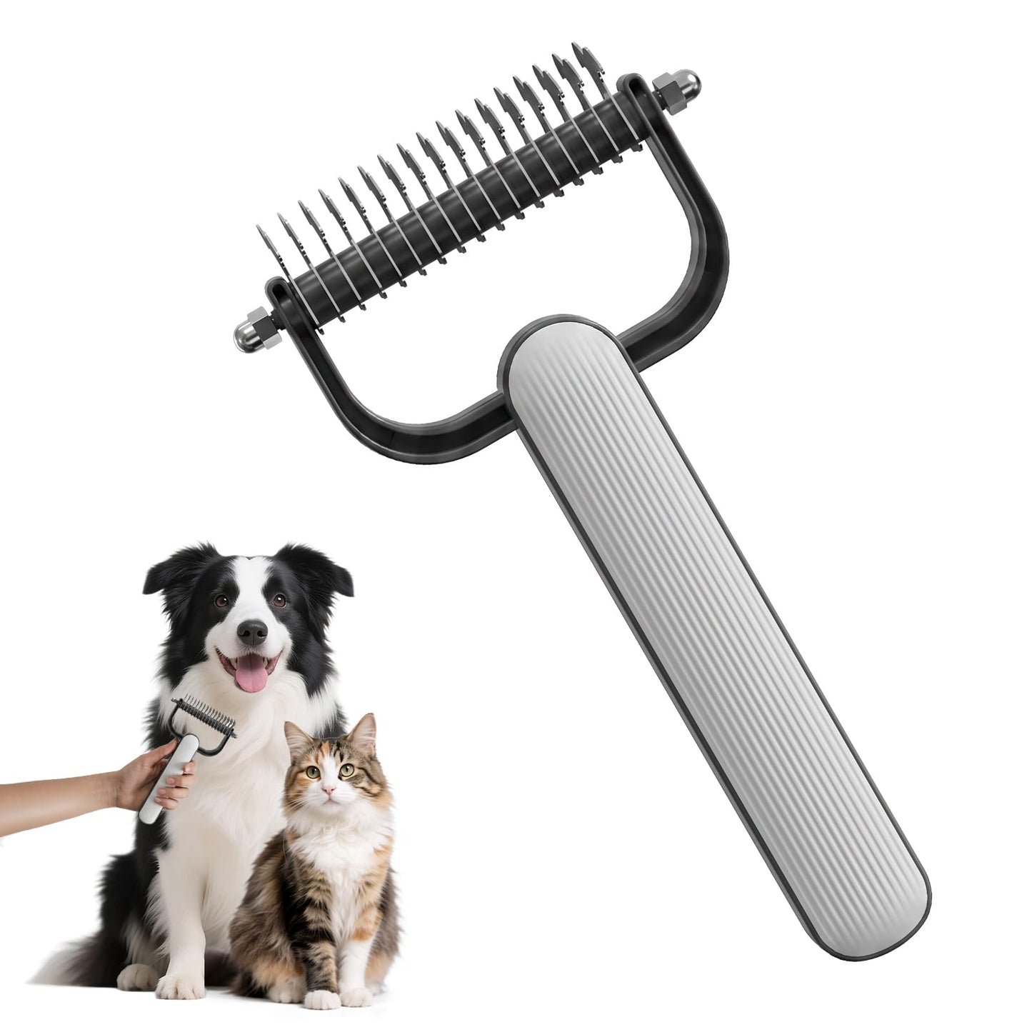 Double-Sided Dematting Comb for Dogs Cats Deshedding Grooming Tool