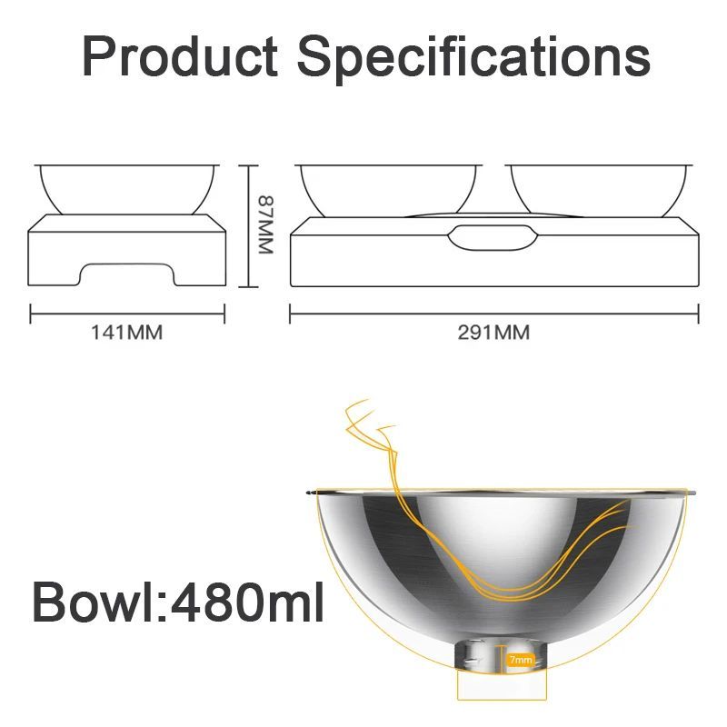 Stainless Steel Pet Feeding Bowl with Elevated Stand