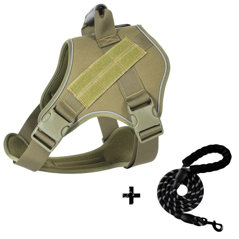 Breathable Tactical Dog Harness with Heavy Duty Leash Rope