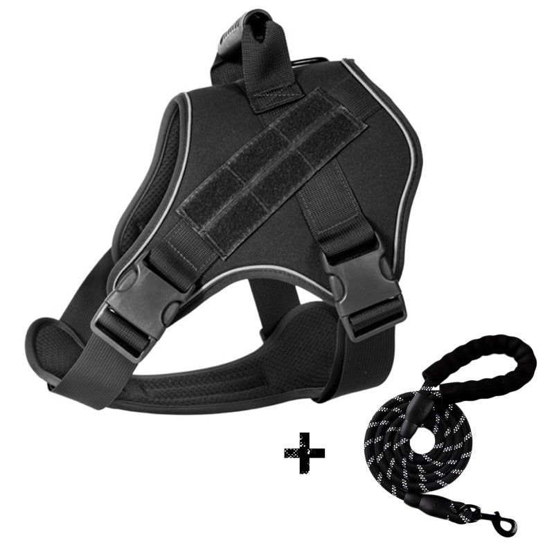Breathable Tactical Dog Harness with Heavy Duty Leash Rope
