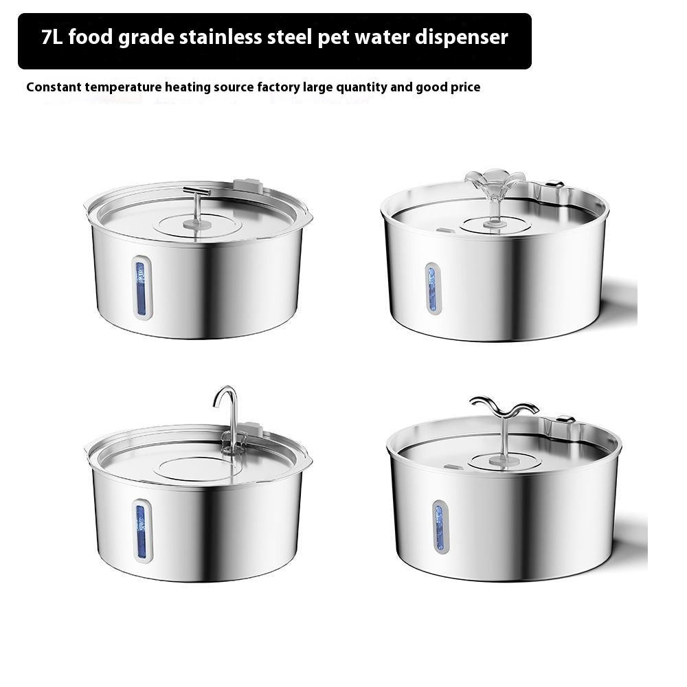 7L Stainless Steel Automatic Heated Pet Water Dispenser Fountain