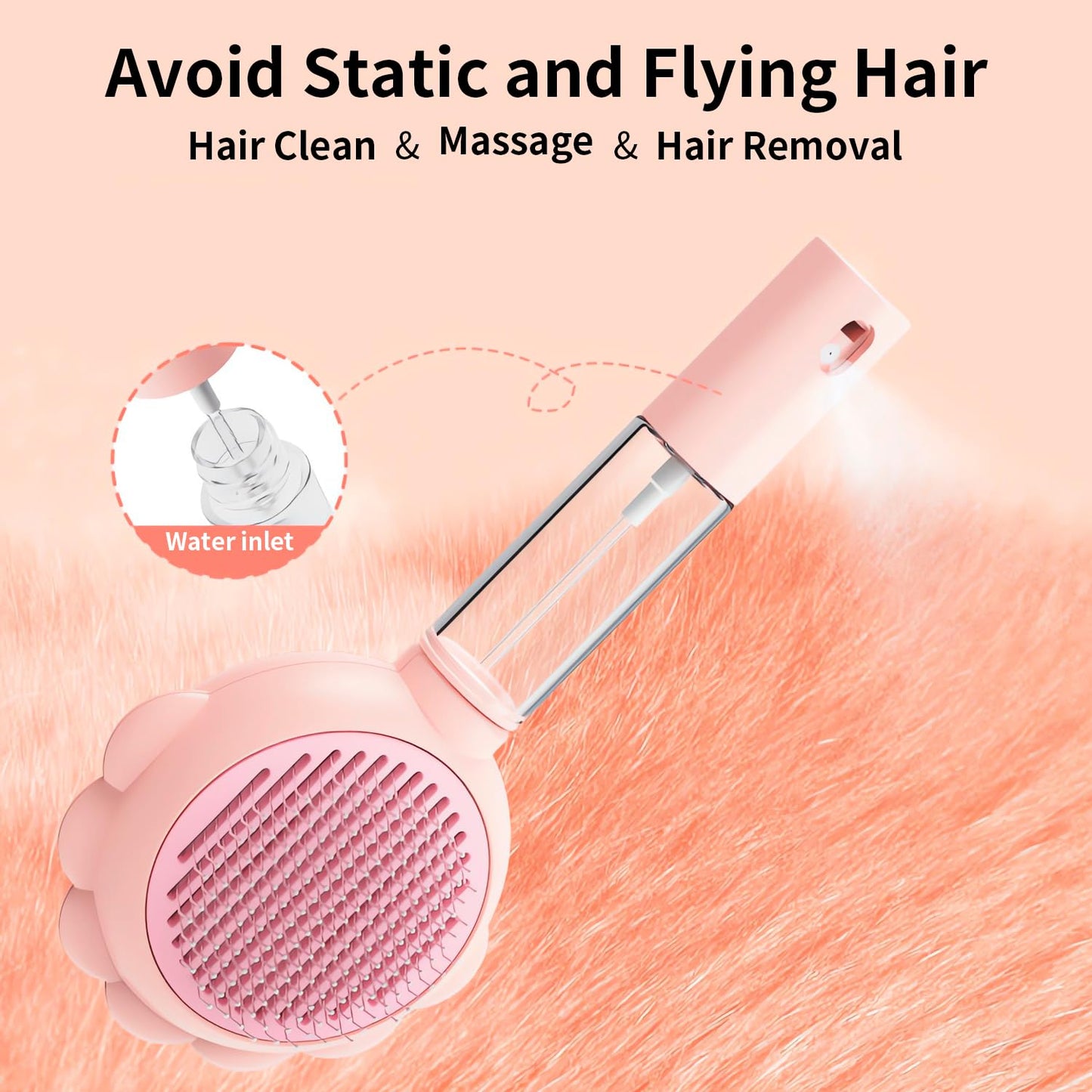 Self-Cleaning Spray Slicker Pet Grooming Brush With Release Button