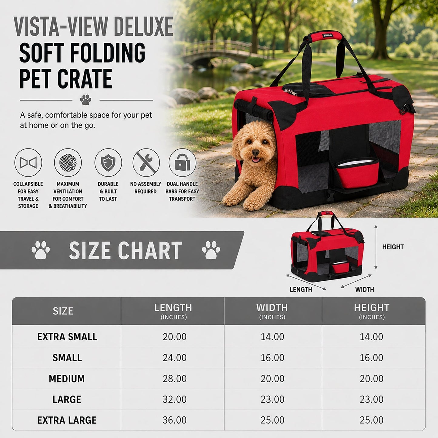 Deluxe 360° Vista Pet Crate Carrier with Bowl