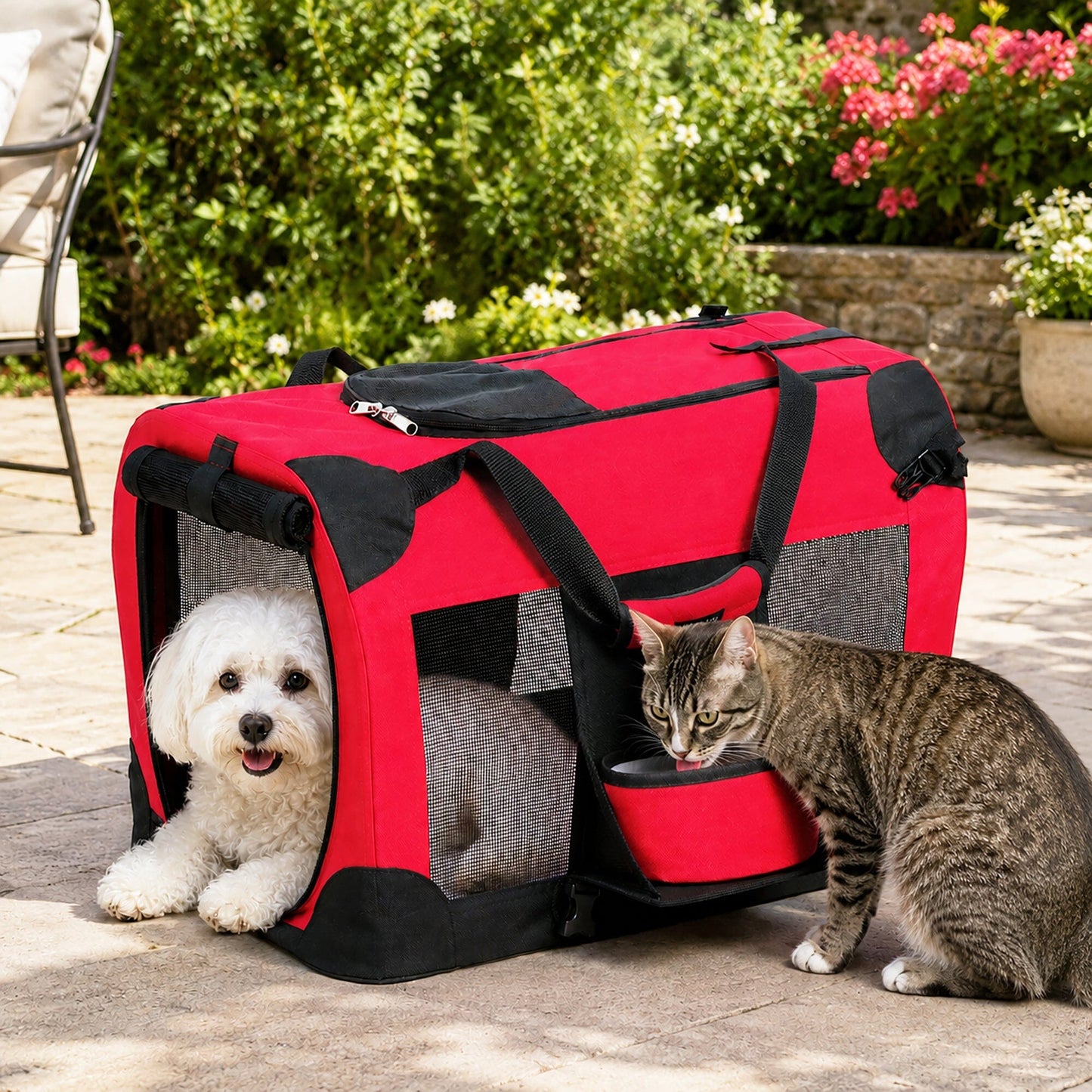 Deluxe 360° Vista Pet Crate Carrier with Bowl
