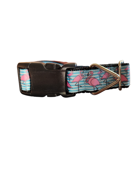 Flamingo Stripes Nylon Dog Collar
