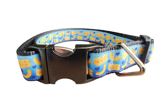 Mac And Cheese Black Nylon Dog Collar MD, LG, XL, Leash